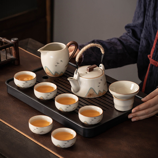 2024新款 汝窑茶具套装 喝茶家用会客陶瓷茶壶盖碗冲茶器高档功夫茶