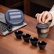 Sứ thương hiệu trà du lịch di động trà bộ nhỏ di động ngoài trời túi ấm trà trà nhanh cốc một nồi bốn ly ấm trà du lịch