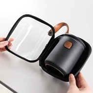 Du Lịch Đơn Giản Trà Túi Di Động Nhanh Cốc Một Nồi Ba Ly Ngoài Trời Đơn Ấm Trà Ấm Trà Gốm Sứ bộ bình trà có túi đựng đi du lịch