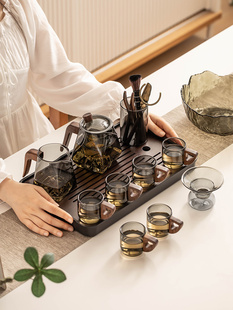 玻璃茶具套装 2024新款 家用客厅泡茶壶茶盘办公室会客喝茶防烫茶杯
