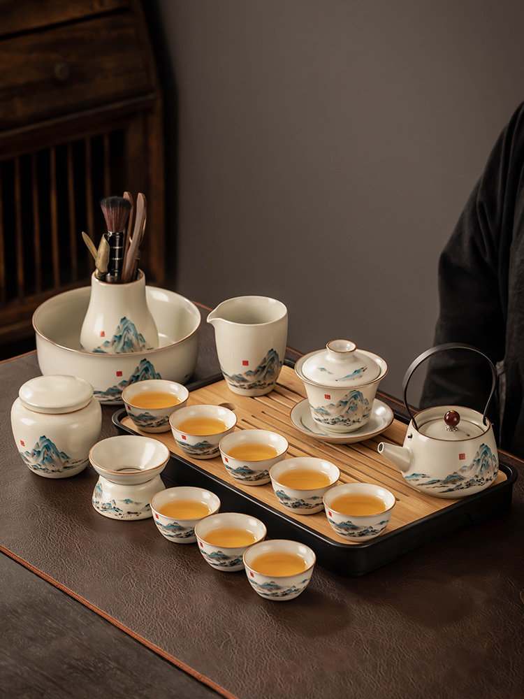 汝窑茶具套装2025新款家用高档功夫茶壶茶杯办公室会客泡茶礼盒装