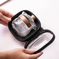 bộ ấm trà tử sa du lịch Cốc thủy tinh nhanh, một ấm, ba cốc, bộ trà Kung Fu du lịch di động, thiết bị uống trà cắm trại ngoài trời gắn trên xe bình trà du lịch