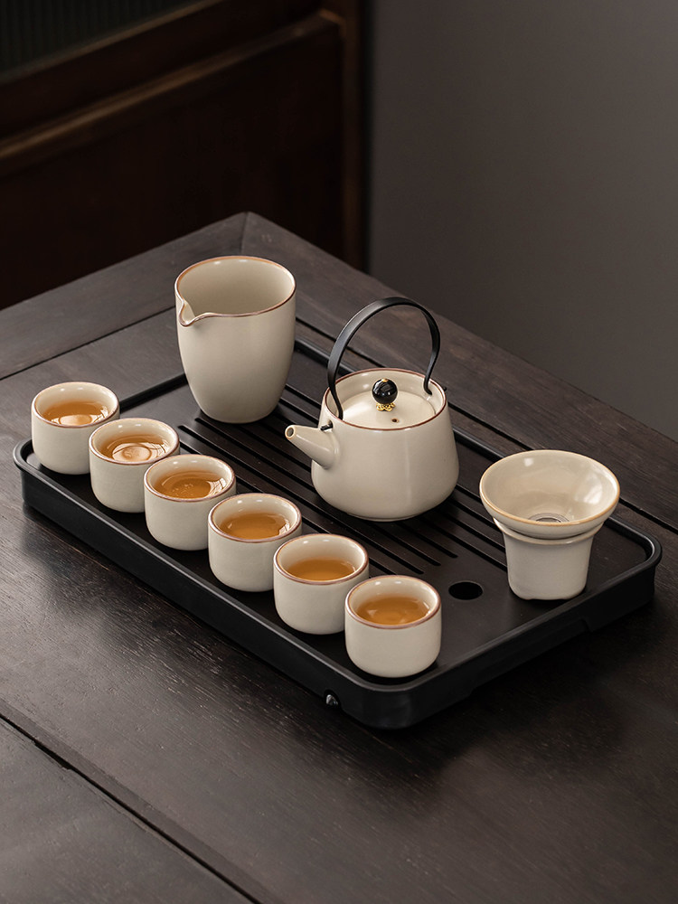 汝窑茶具茶杯家用喝茶泡茶器高档个人专用茶具陶瓷冰裂杯功夫茶壶