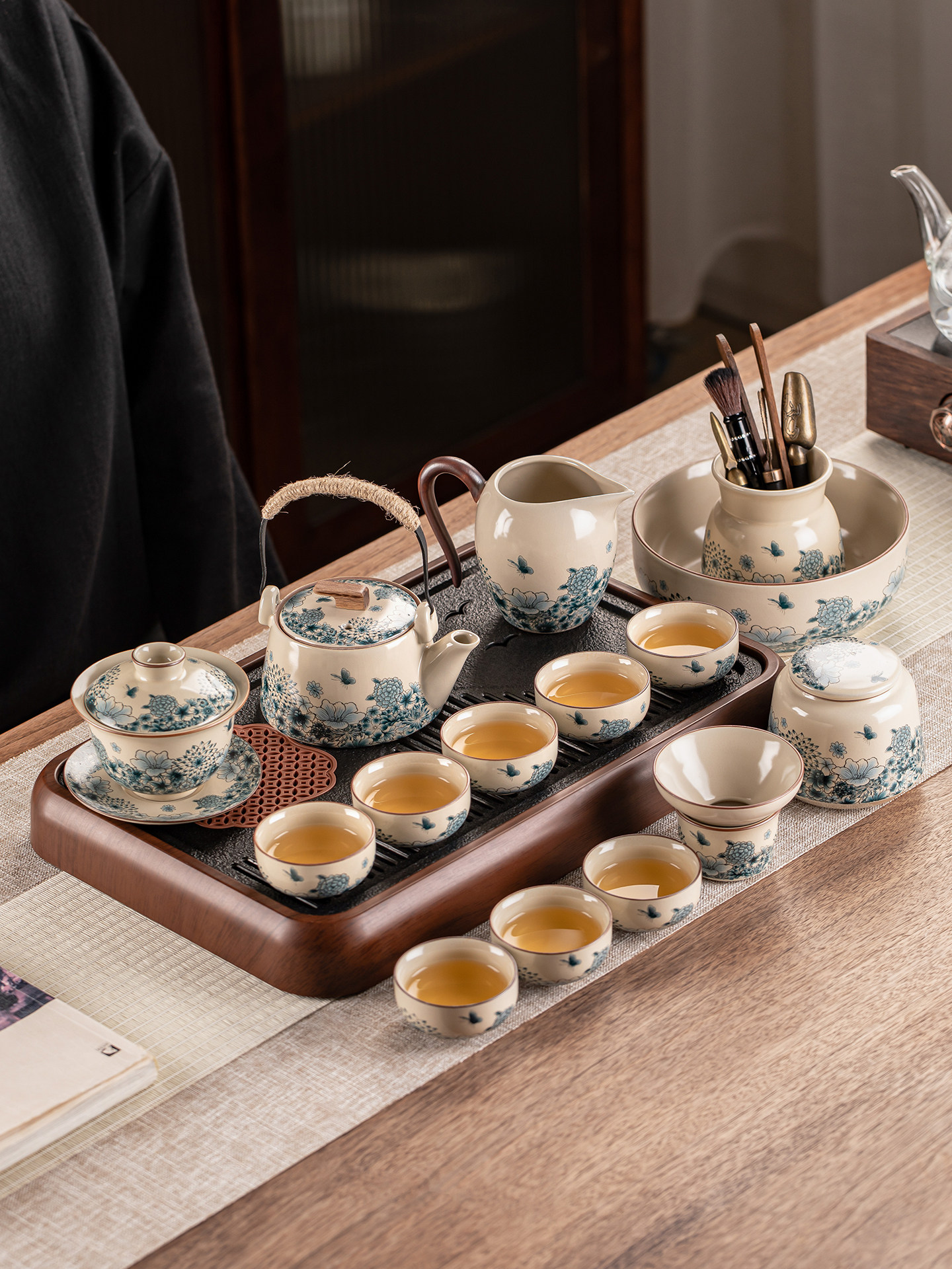 瓷牌茗汝窑功夫茶具套装家用客厅高档泡茶器陶瓷茶壶盖碗茶杯整套