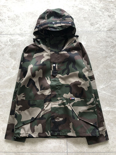 外贸春秋原宿潮男女情侣款迷彩外套连帽上衣帆布工装冲锋宽松大码