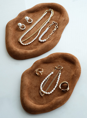 首饰展示架美拉德风戒指耳环收纳盘店铺珠宝饰品陈列拍照道具摆件