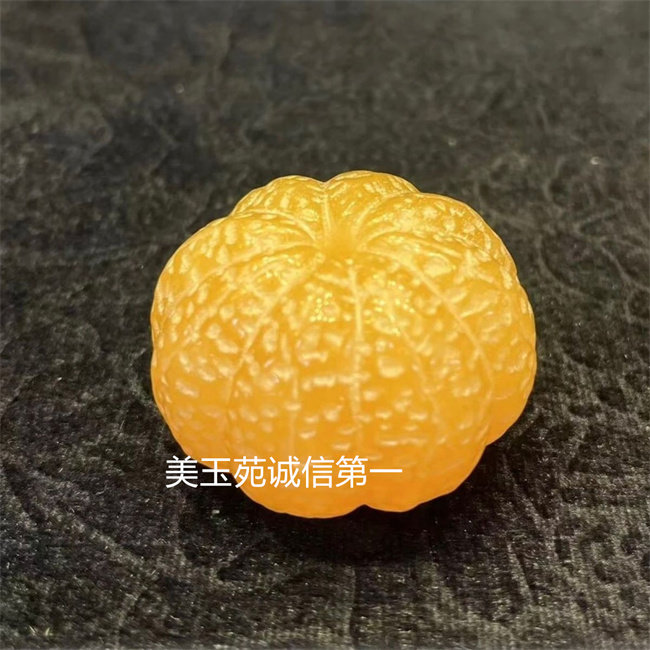 天然黄玉立体雕刻吉祥橘子手把件玩件造型装饰品手工水果摆件饰品