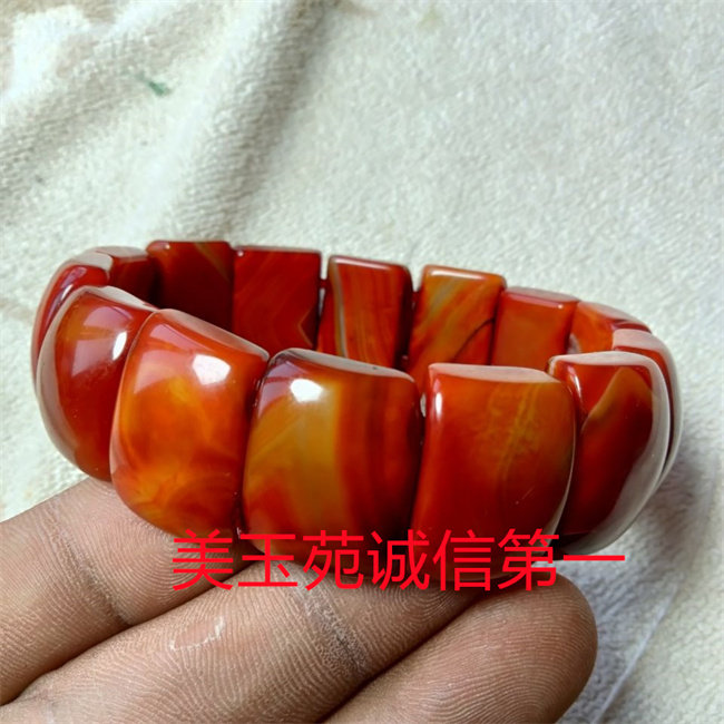 天然战国红玛瑙大气手排红色玉石男款玉石手链文玩饰品手串手链