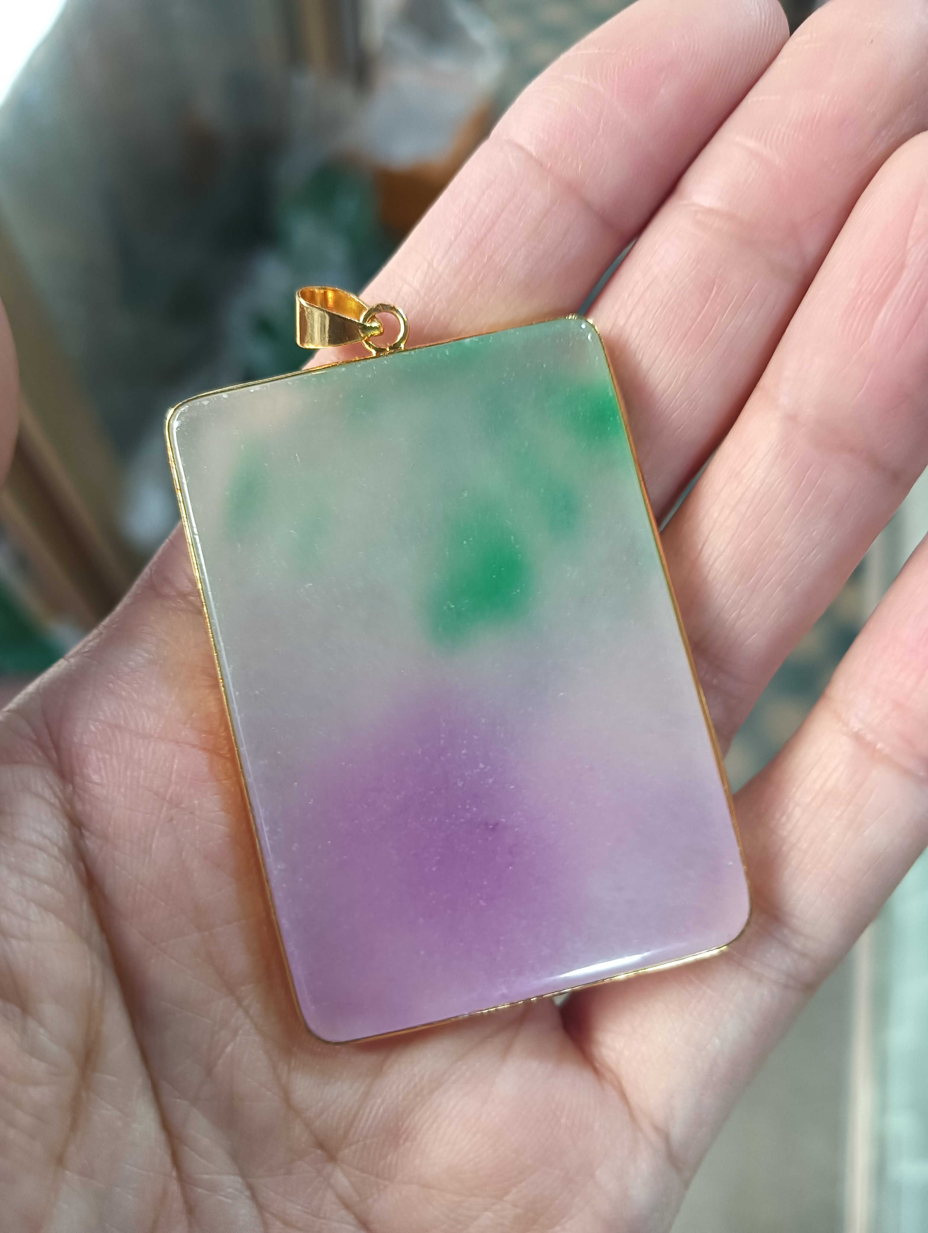 翡翠挂件牌子吊坠缅甸翡翠紫罗兰飘绿平安无事牌玉石饰品挂件项链