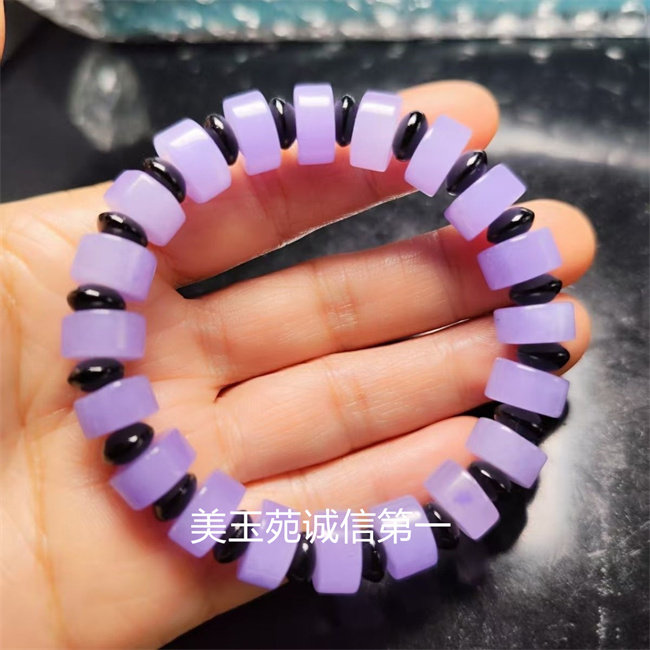 紫罗兰玉石直切时来运转路路通手链紫色手串油润细腻结构玉石手饰