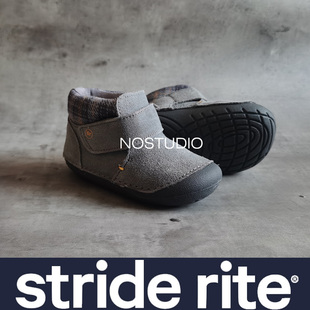 STRIDERITE美国秋冬喜健步软底宽头真皮雪地靴学步鞋不加绒不加棉