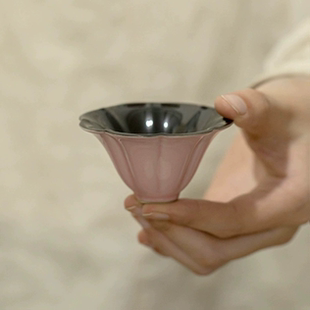 原矿釉粉桃品茗杯轻奢单杯主人杯家用高颜值茶盏功夫茶具陶瓷茶杯