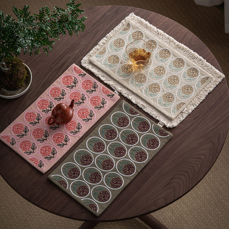 手作刺子绣茶席创意玫瑰干泡垫复古粗布双层茶垫中式茶桌隔热垫子,商业/办公家具,茶台/茶桌,淘宝优惠券,粉丝福利购,淘宝优惠卷