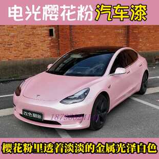 鹦鹉网红电光樱花粉流行色个性改色翻新高亮高硬447喷漆全车套装
