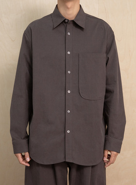 大泉哥东大门圆弧摆宽松百搭单口袋设计棉质纯色大口袋衬衫68017