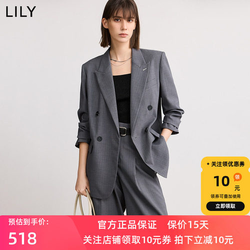 【商场同款】LILY2025春新款女装时髦蝴蝶结宽松休闲通勤西装外套