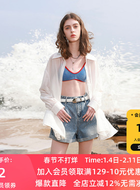 ibudu2025夏季新款烫钻翻边牛仔短裤时髦热裤宽松直筒裤女