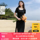 若潮大码 方领针织连衣裙扭结收腰极简开叉胖MM 新款 女装 2025夏季