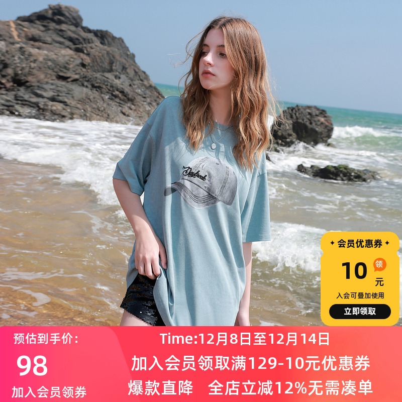 2025夏季T恤宽松圆领中长套头衫