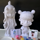 哪吒存钱罐非石膏娃娃儿童涂色涂鸦白胚diy彩绘白模摆摊填色玩具