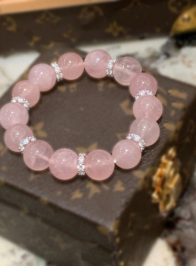 粉醉浮金天然马达加斯加粉晶粉水晶蜜桃粉色手串原创设计手链饰品