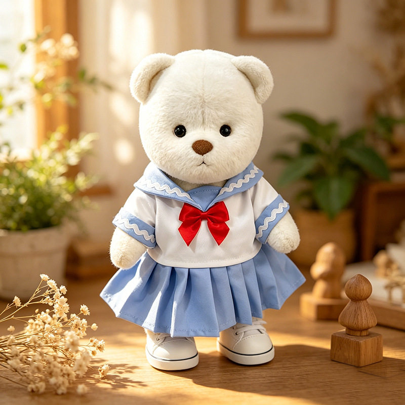 中号莉娜关节熊衣服泰迪熊娃衣婚纱西服布娃娃着替波点雪纺连衣裙