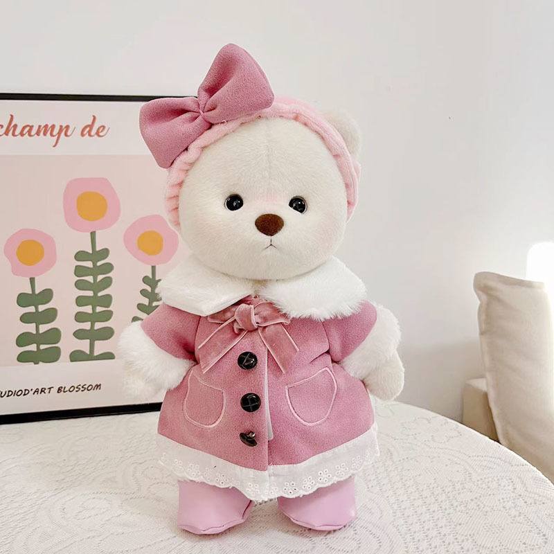 30cm莉娜关节熊玩偶衣服小红书款小香风连衣裙粉色睡衣泰迪熊娃衣