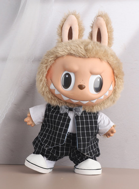 38cm拉布布搪胶毛绒娃娃衣服着替Labubu Time to Chill公仔衣服