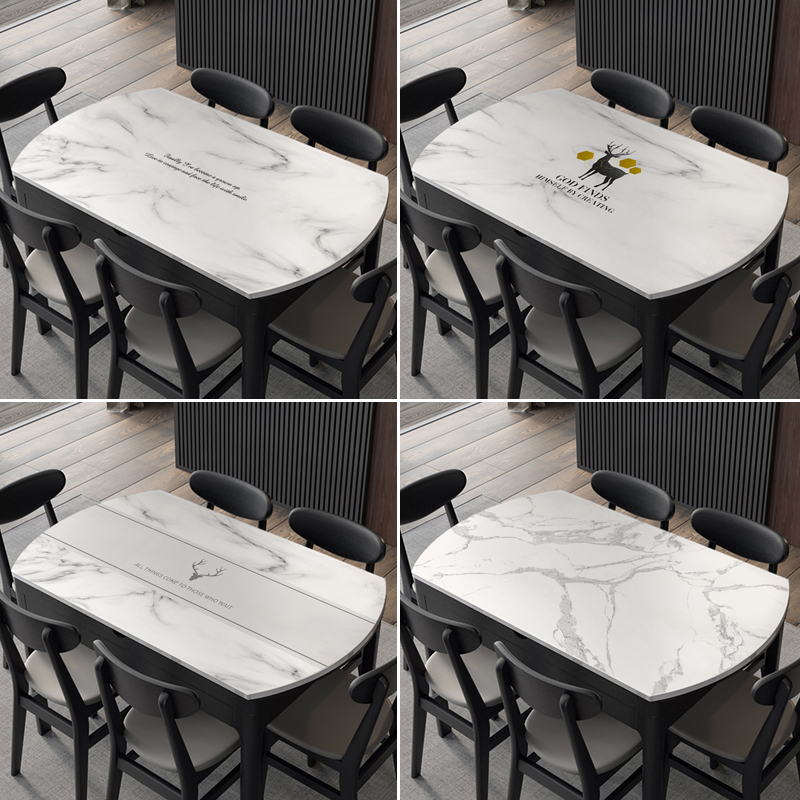 53n椭圆形桌垫防水防烫防油免洗硅胶皮革pvc伸缩折叠餐桌布茶几台