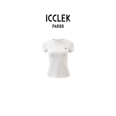 极简风白色圆领短袖针织衫女百搭显瘦基础款上衣-1679