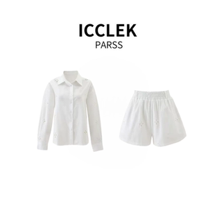 短裙套装 ICCLEK 早秋轻奢简约镂空钩花衬衫 2025新款 5858 PARSS