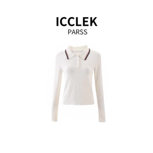 针织衫 ICCLEK 早秋轻奢简约气质名媛翻领长袖 2025新款 5909 PARSS