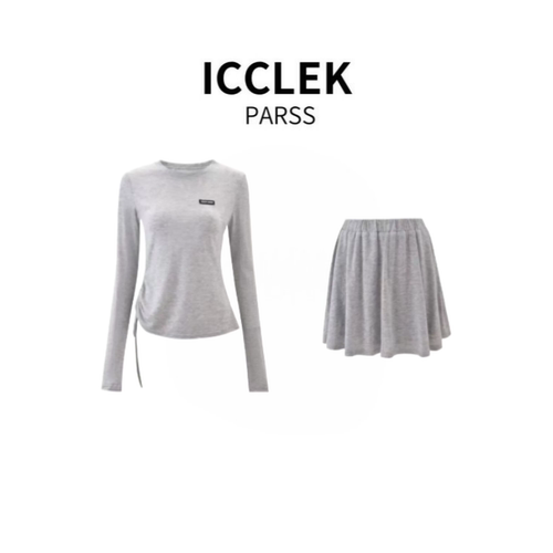 ICCLEK PARSS 2025新款早秋夏时尚抽绳长袖针织衫上衣套装-5831