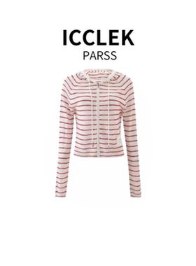 ICCLEK PARSS 2025新款早秋夏时尚百搭连帽条纹针织开衫-5785