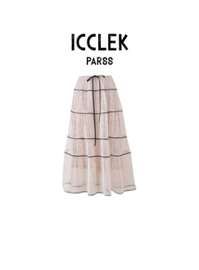 法式压褶蕾丝半身裙女高腰显瘦设计感蛋糕裙春季新款-9536