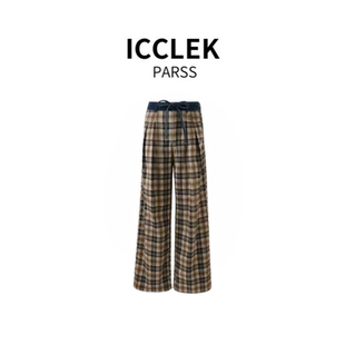 早秋轻奢简约格子条纹直筒宽松休闲裤 2025新款 5957 PARSS ICCLEK