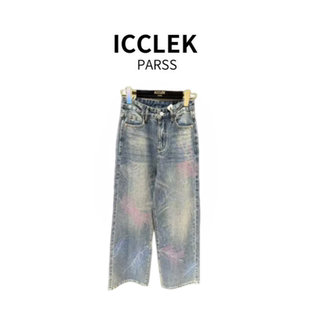 长裤 ICCLEK 轻奢简约烫钻羽毛牛仔裤 2025年早秋新款 1043 PARSS