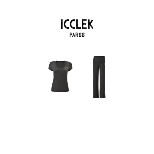 ICCLEK 黑灰色轻薄上衣屁帘裤套装两件套轻奢名媛减龄休闲-9732
