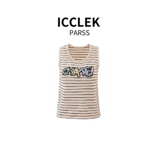 新款 时尚 百搭圆领条纹无袖 ICCLEK 背心 2025夏季 针织衫 5722 PARSS