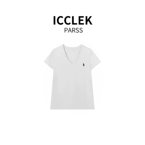 ICCLEK PARSS 2025夏季新款时尚百搭V领修身短袖-6045