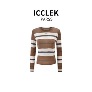 针织衫 ICCLEK 早秋轻奢简约休闲气质条纹长袖 2025新款 9024 PARSS