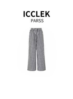 ICCLEK PARSS 2025新款早秋轻奢简约气质名媛格子休闲裤-5973