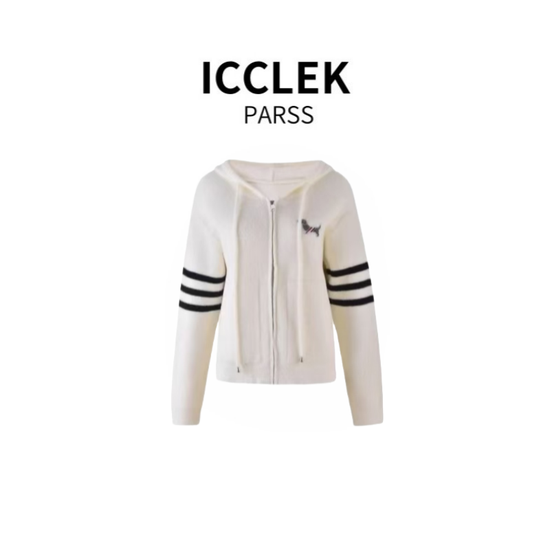 ICCLEK PARSS 2025新款早秋轻奢简约气质名媛连帽针织开衫-5105