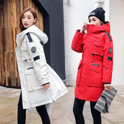 韩版宽松连帽工装羽绒服