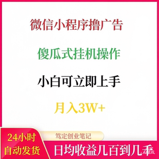 微信小程序撸广告傻瓜式挂机操作网络在家搬砖副业赚钱项目教程