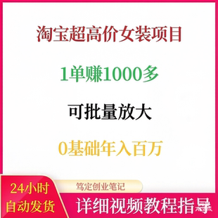 淘宝超高价女装电商项目可批量放大网络搬砖副业创业赚钱项目教程