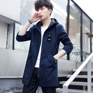 好卖款春季中长款休闲风衣流行时尚男装休闲夹克男外套8929-P45图片