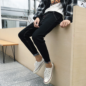 冬季加绒加厚牛仔裤男 港风九分牛仔裤休闲裤宽松大码裤K516-P50图片