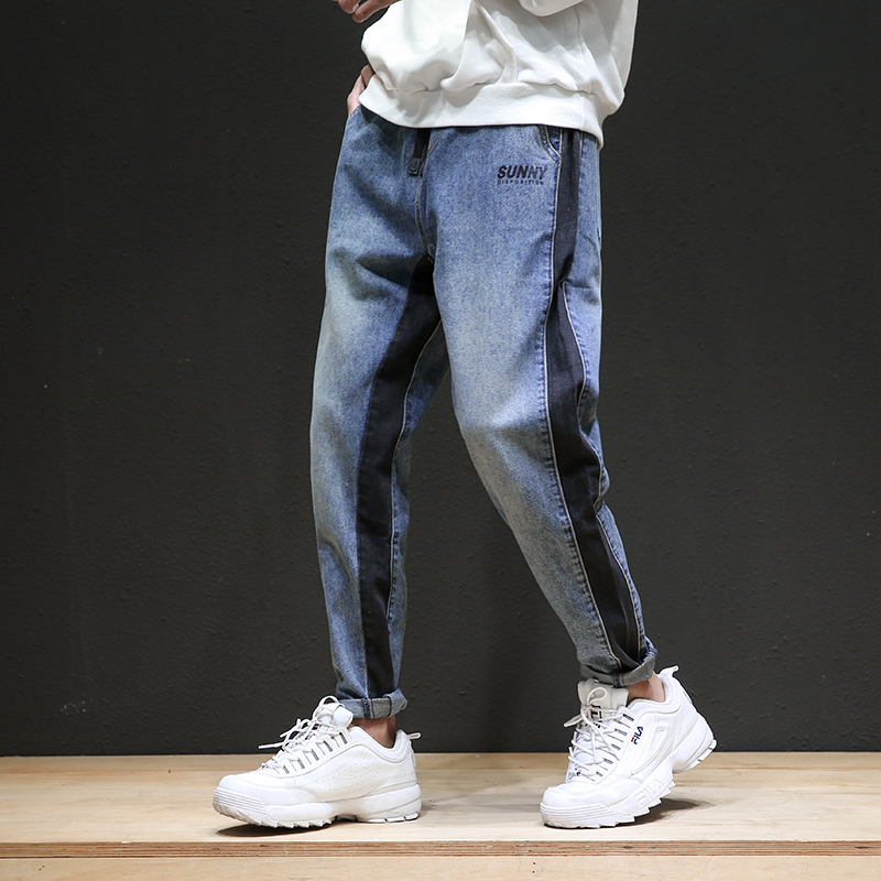 Autumn Nippon Black Wall New Jeans Boys'Short-legged Loose Hallen Trousers Pure Colour Bottom Trousers