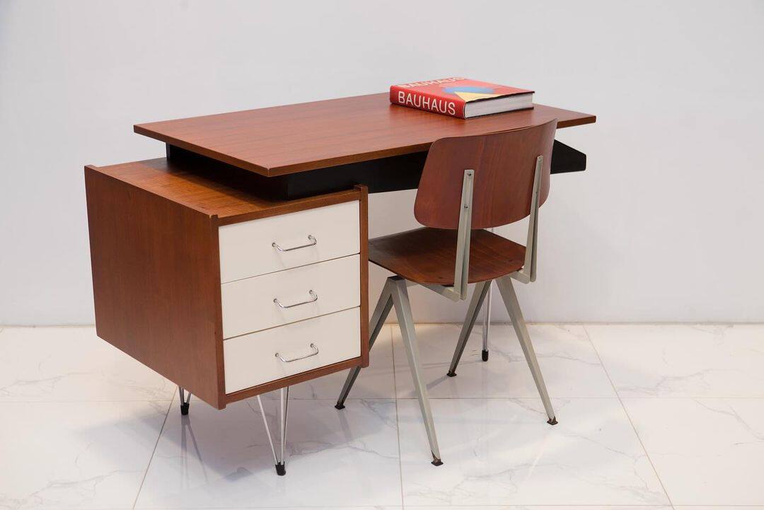 中古家具 复古风书桌 北欧风mcm抽屉黄杨木收纳柜复刻定制艺术